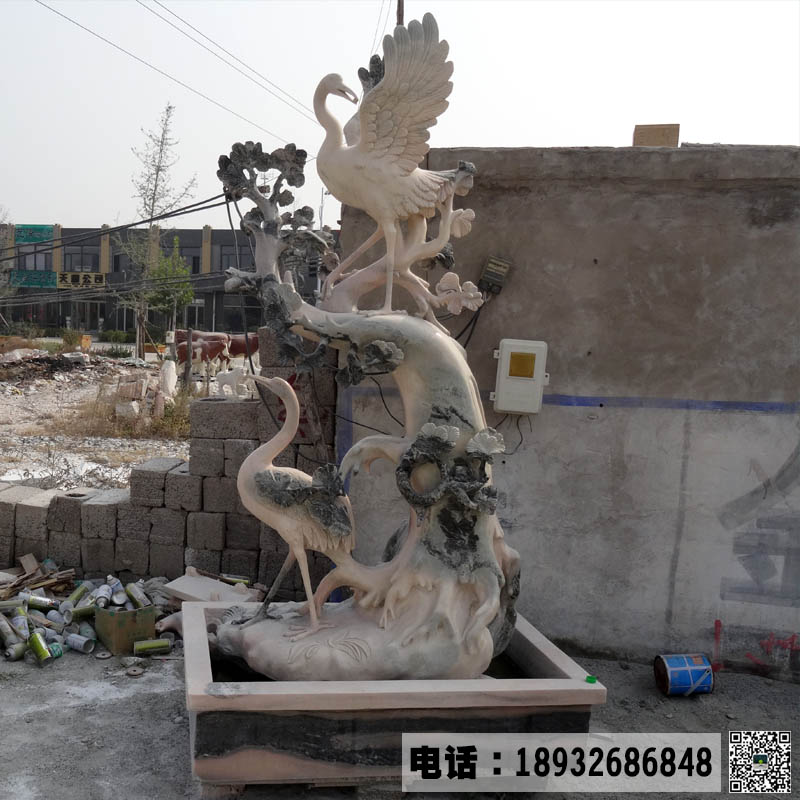 曲阳石雕动物雕塑生产厂家 动物石雕图片大全 石雕仙鹤雕塑批发价格